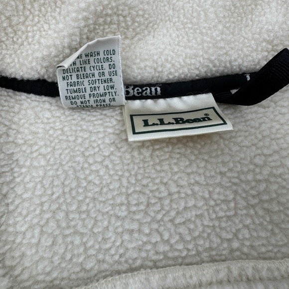 LL Bean Women Beige Fleece Quarter Zip Pullover Sweatshirt Casual Size XL - Picture 10 of 16